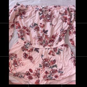 pink off shoulder romper fashion nova